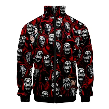 

WAWNI New La Case De Papel Stand Collar Zipper Sweatshirt Money Heist House Harajuku Hip Hop Cool Fashion Street Sweatshirt