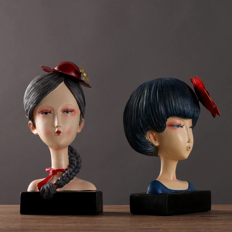 

European Resin Princess Girl Ornaments Home Livingroom Furnishing Accessories TV Cabinet Office Desktop Figurines Decoration Art
