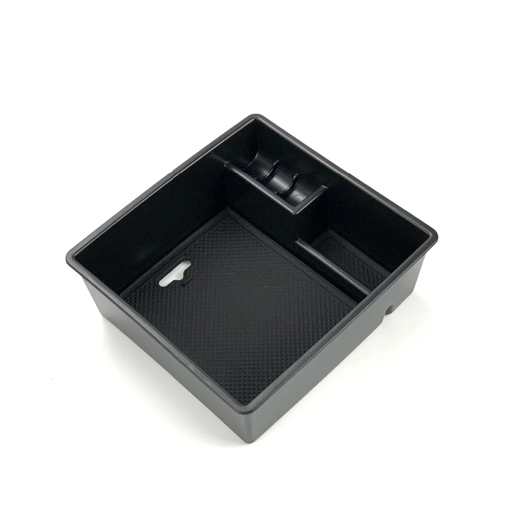 Armrest Center Storage Box Plastic for Toyota Hilux 2004- Console Glove Tray Case Built-in 2 Non-slip Mats Organized Shape