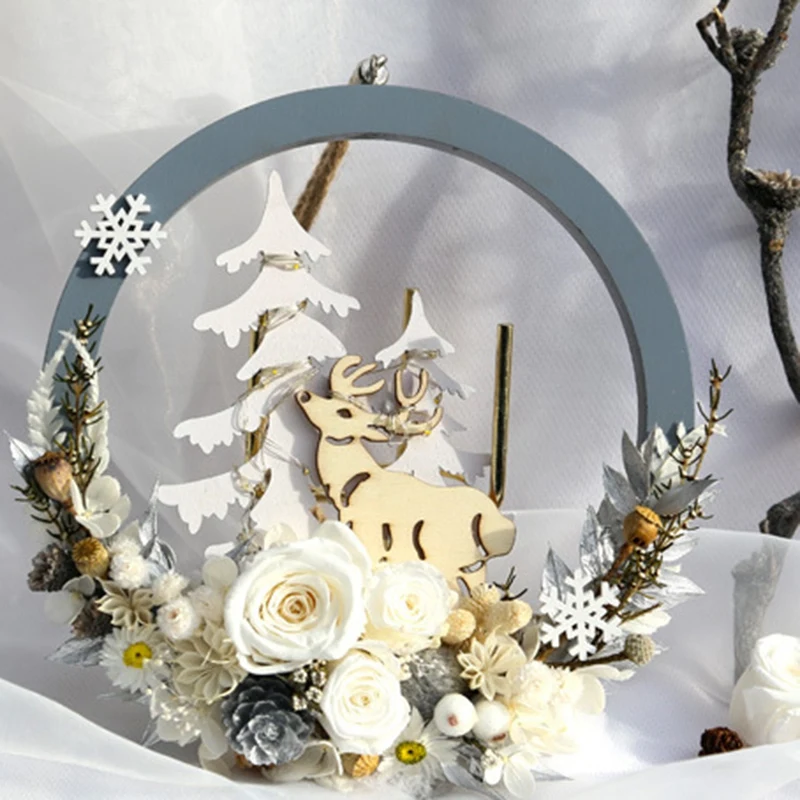 Christmas Gift Eternal Flower Garland Home Decoration Wreath Pendant a Deer Have You Rose To Send a Girlfriend Gift