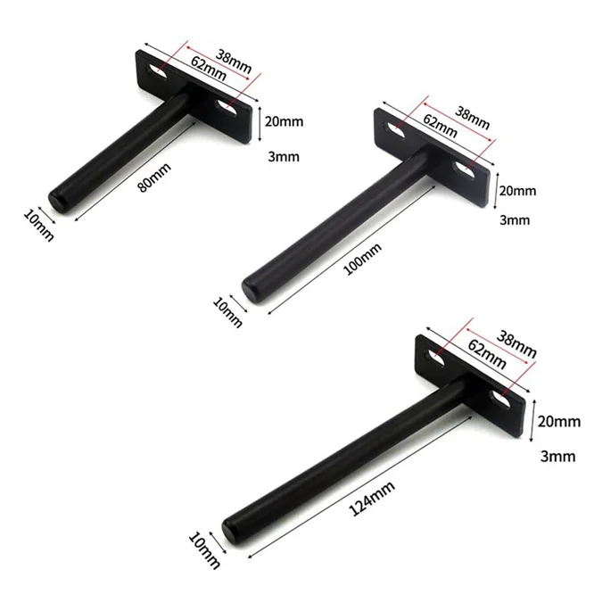 

50sets Heavy Tool Concealed Floating Wall Shelf Support Metal Bracket 5/4/3 inch For 20-30mm Shelf Thickness for Bookshelves
