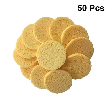 

50pcs/pack Cosmetic Cotton High Quality Reusable Durable Cellulose Compress Face Sponge Facial Washing Pad Wash Face Sponges
