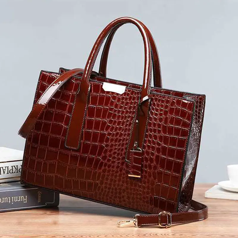 

Luxury Alligator Pu Shoulder Bags Women Large Capacity Crocodile Pattern Handbags Totes Ladies Simple Retro Design Crossbody Bag