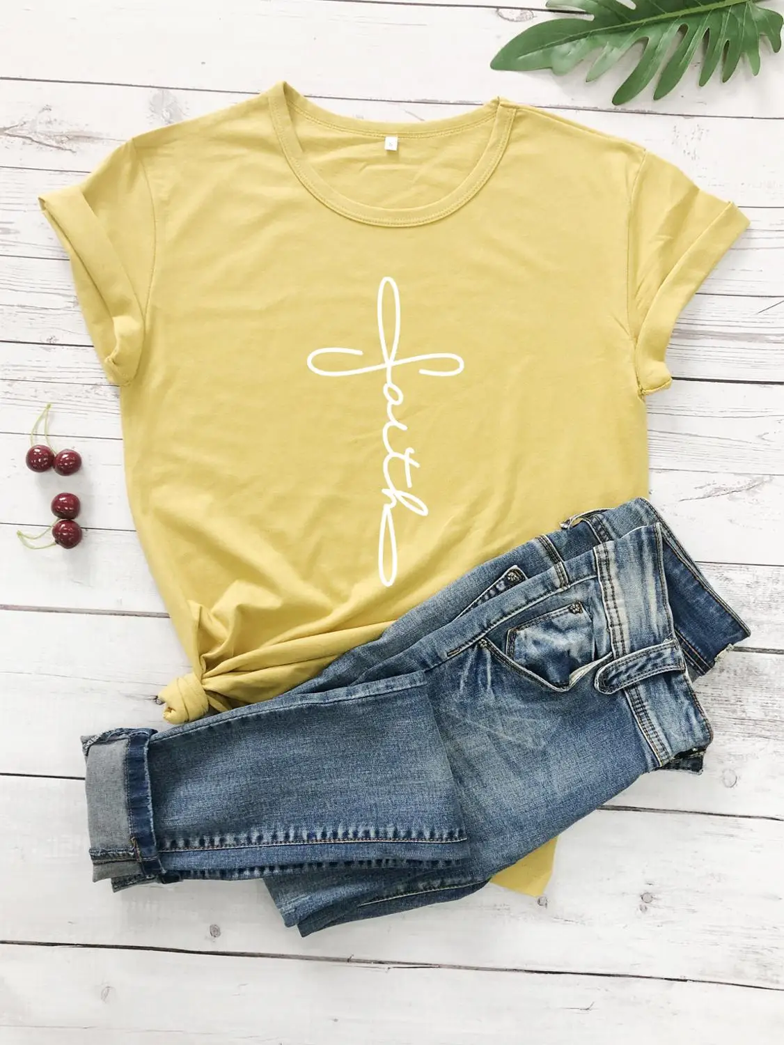 mustard--white text Крест вера футболка для христианина Hipster Религия церковь Иисус футболка со слоганом Графический эстетическое Библии вера Lover гранж Топы И Футболки - Цвет: mustard--white text