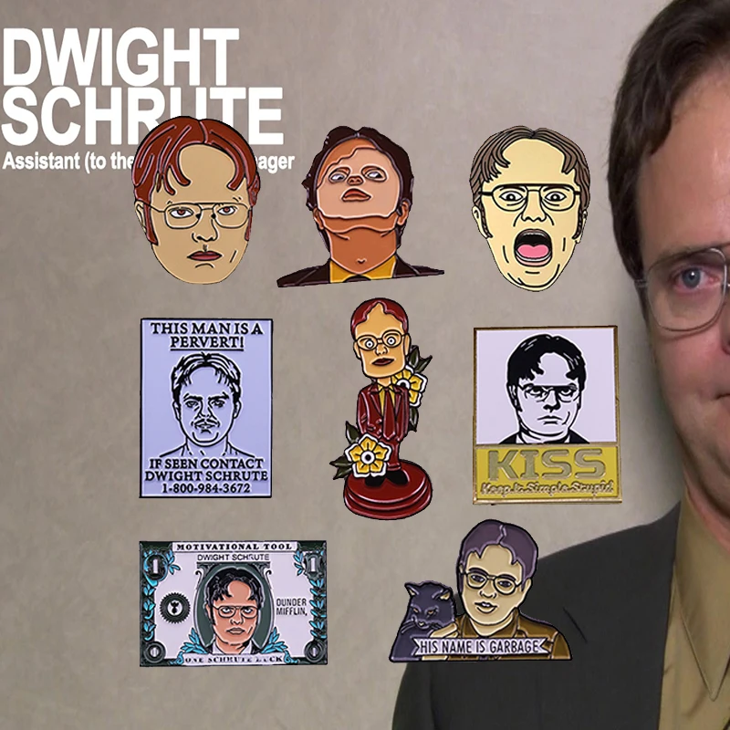 DDwight Schrute funny Brooch The Office TV series Enamel Pin | Украшения и аксессуары