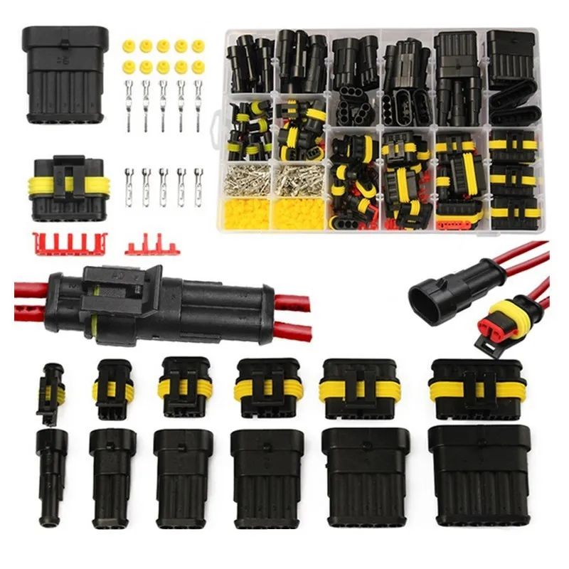 Waterproof Electrical Wire Connectors - 26 Sets, 2/3/4 Pin, 352/708pcs Terminal Connectors, 12A Description Image.This Product Can Be Found With The Tag Names 2 pin 12 electric connectors, Electrical connectors 2 pins, Waterproof connector terminal, Waterproof wire connector 4pin