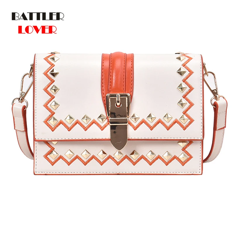 Women Retro Fashion Handbag 2020 New High Quality for Lady PU Leather Designer Rivet Shoulder Bags Lock