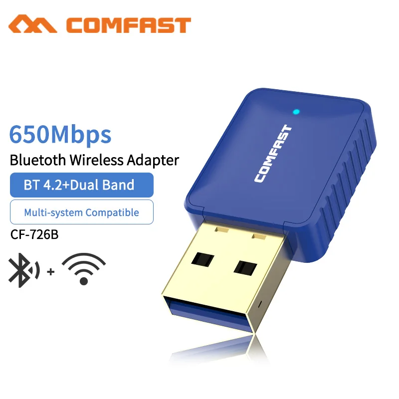 Dual Band Antenna USB WiFi Adapter 650Mbps Wifi Receiver Wireless Network Card Bluetooth4. 2 Adapter WiFi Dongle