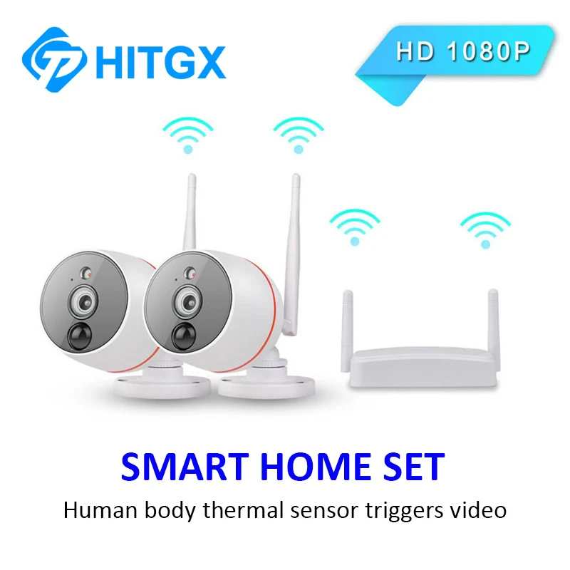

1080P Network Surveillance WIFI IP Camera Kit 2 Channels 2MP POE Wireless HD Video Security System CCTV Camera Set