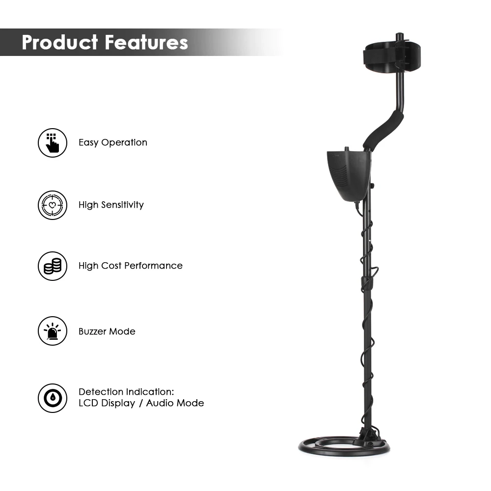 

KKmoon LCD Display Metal Detector Nugget Detector Gold Digger Treasure Hunter with Adjustable Sensitivity Waterproof Search Coil