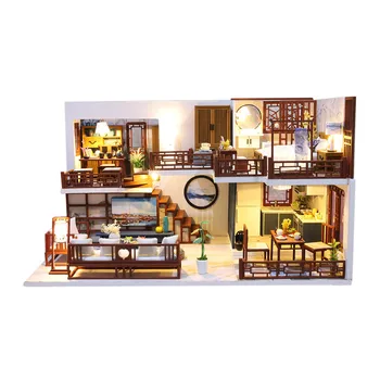 

3D Wooden Doll-House Ancient Town DIY Miniature Model Christmas Gifts Toys большой кукольный домик miniature maison румбокс