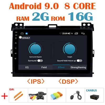 64G Android 9,0 1280*720P Carplay Авто gps радио для Toyota LAND CRUISER Prado 120 Lexus GX47 мультимедийный экран без DVD головное устройство - Color: 2G 16G DSP canbus