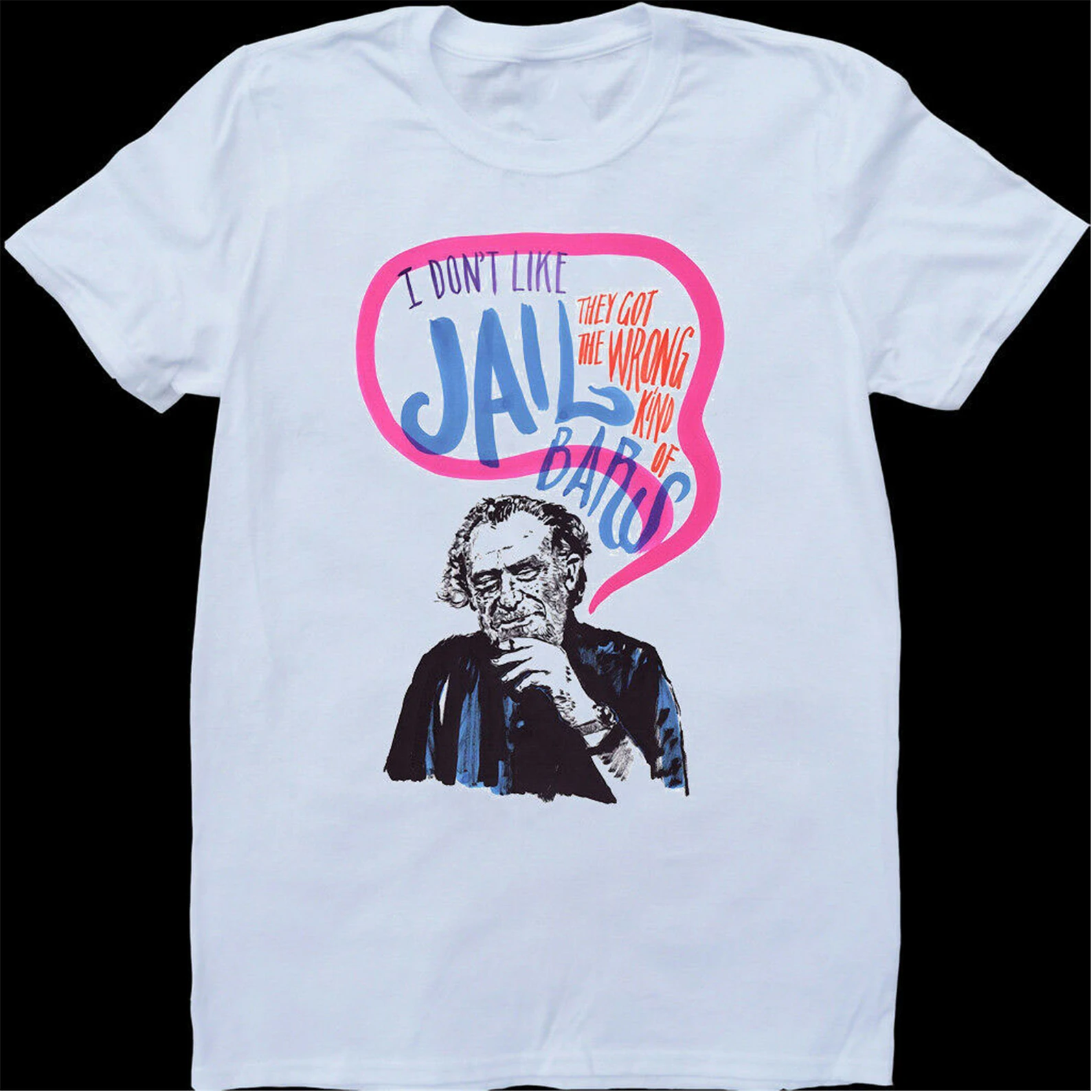 Charles Bukowski Цитата белая сделанная на заказ Мужская футболка Топы футболки Высокое