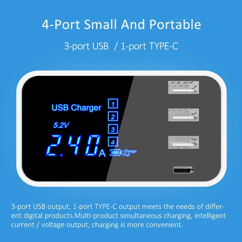 FFYY-Quick Charge 2,0 Smart type C USB зарядное устройство концентратор настенное зарядное устройство светодиодный дисплей Быстрая зарядка для мобильных телефонов для Iphone samsung USB Ada