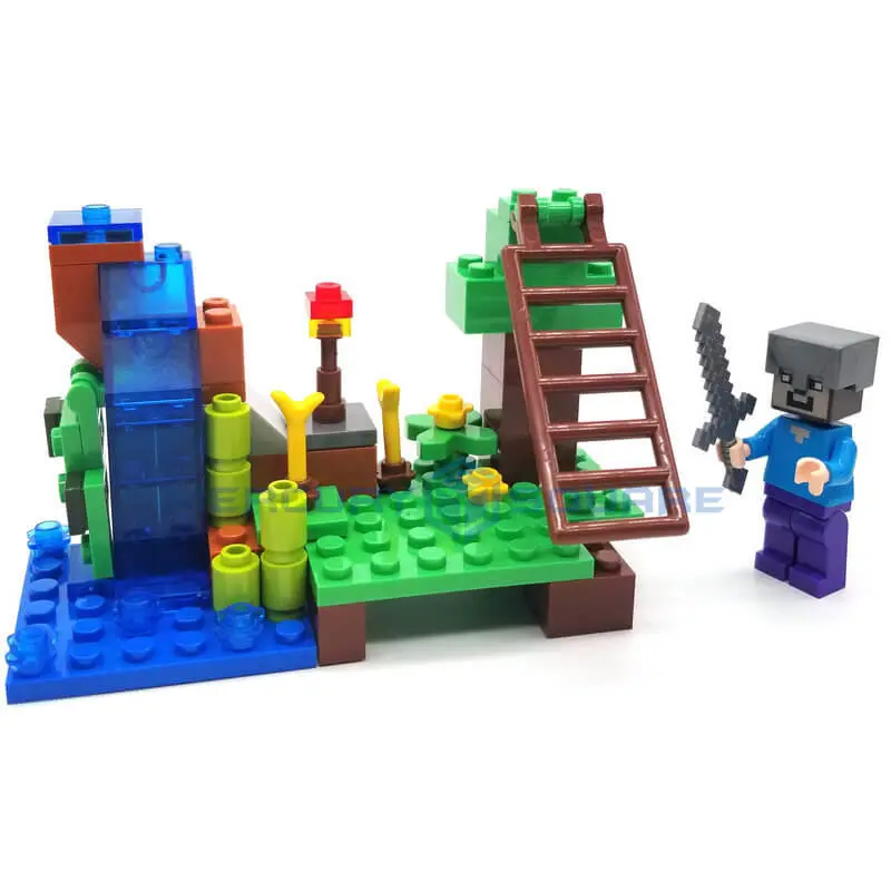 Waterfall Garden 4IN1 Set Building Blocks With Steve & Alex Action Figures Compatible My World Bricks Set Gifts Toys Waterfall Garden 4IN1 Set Building Blocks With Steve & Alex Action Figures Compatible My World Bricks Set Gifts Toys