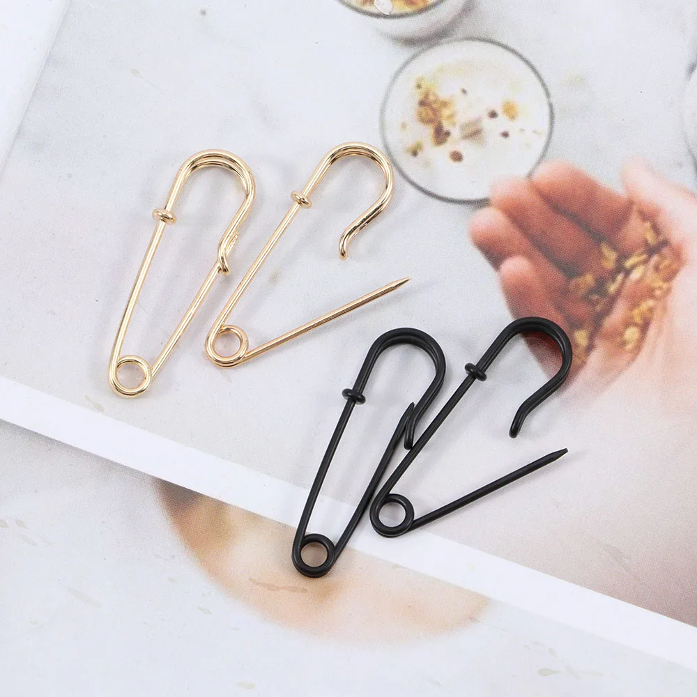 Unique Design Imitation Pearl Paperclip Safety Pin Stud Earring for Women Girls Gold Punk Body Piercing Earrings Accessories