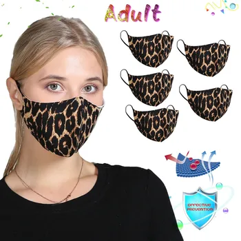 

5pcs PM2.5 Outdoor Washable Reusable Face Mask Leopard Printing Mouth Mask Washable Windproof Masks Mascarilla In Stock #Y5