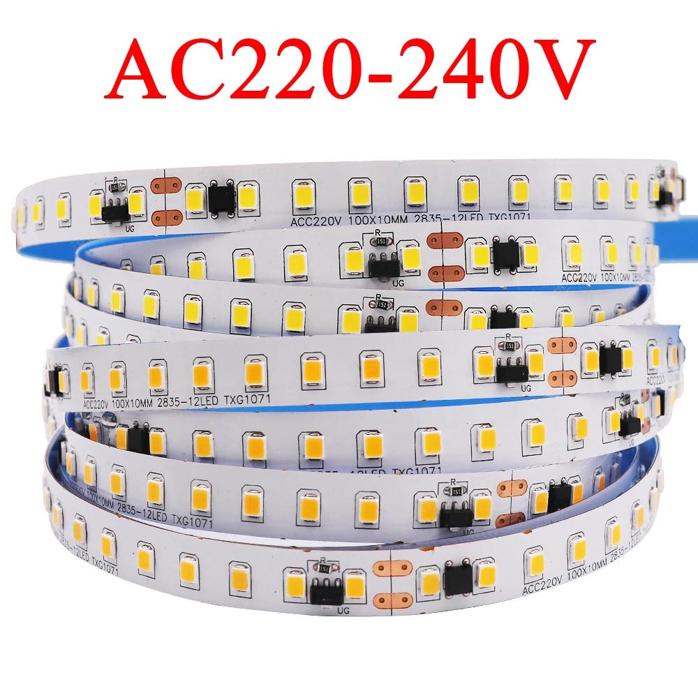 220V 2835 Striscia LED Adesive 5M 120 leds/m Super Luminous Strip, IP67  Flessibili Strisce 4000K 5 Metri per Interno Esterno (Bianco, 5.00) :  : Illuminazione