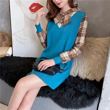 

9479 actual photo of new Plaid Bow Dress sweater 60 -- shelf 1, Row 6, floor 1