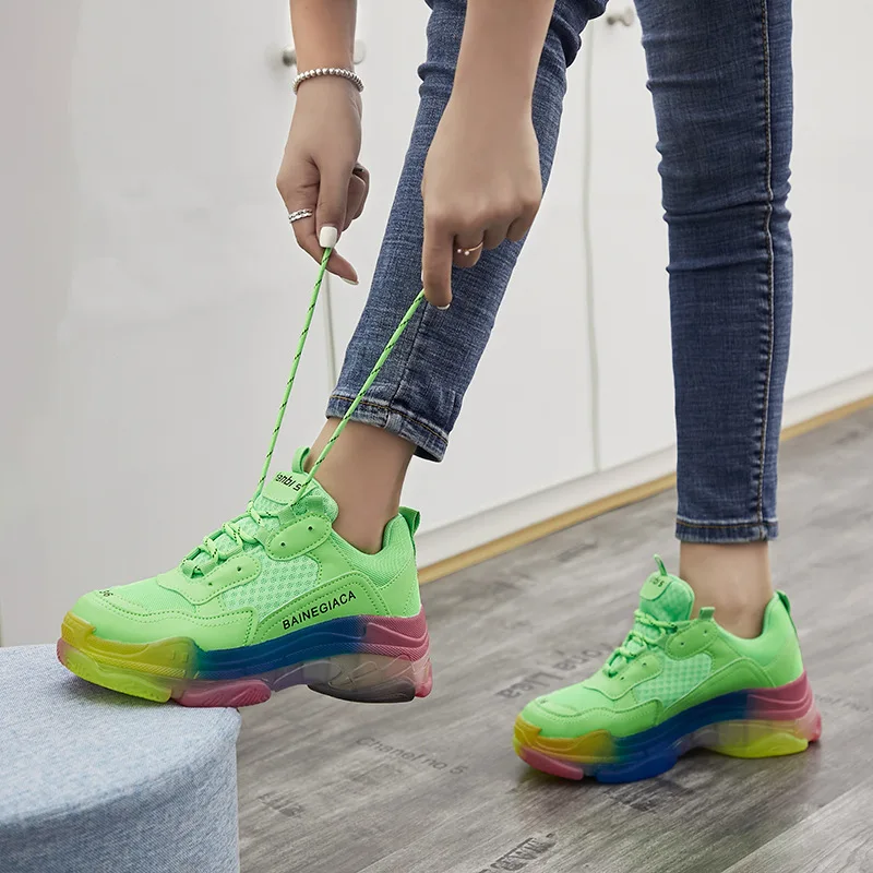 Женская обувь на плоской подошве; Zapatos de mujer; обувь на плоской подошве; женская модная дышащая обувь на платформе из сетчатого материала; повседневные подходящие кроссовки для женщин