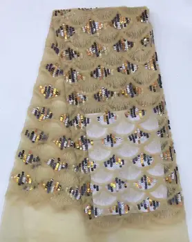 

Unique style Sequin embroidery Nigeria African lace fabric, high quality French Sequin lace fabric FFD1010