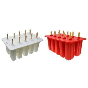 

2 Set Silica Gel Ice Cream Mould sicle Mold Ice Tray Puck sicle Mold Ice Cream-White & Red