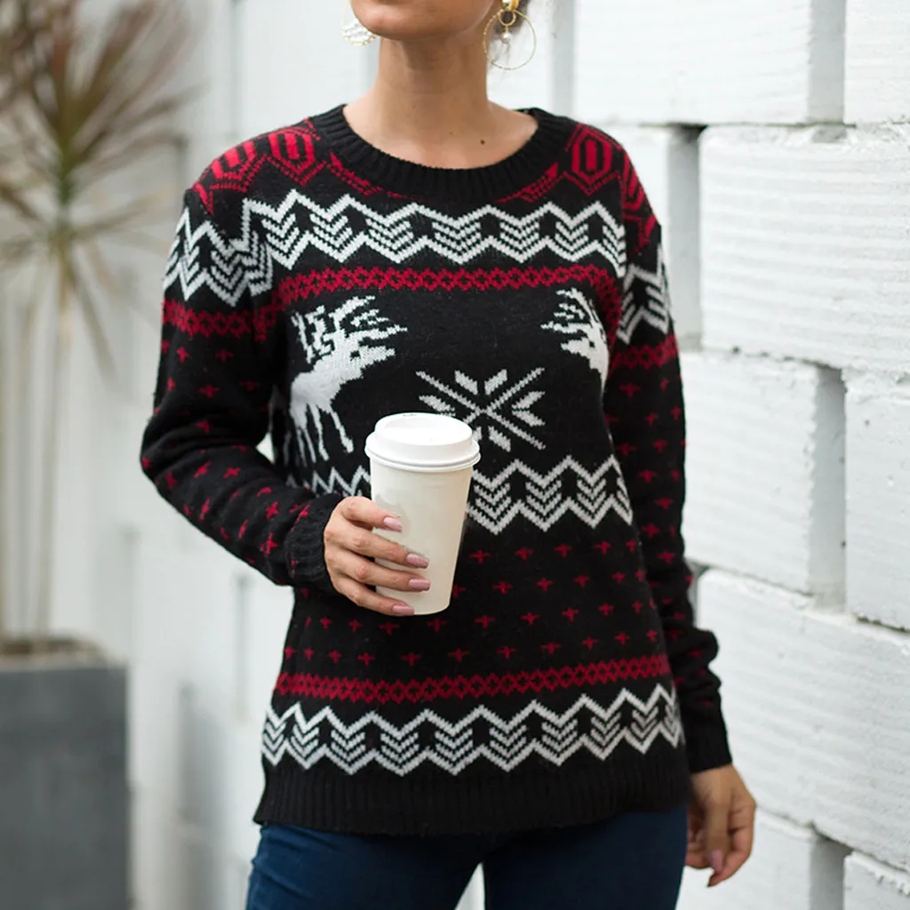 Pull femme nouveaute, Рождественский свитер для женщин, Рождественский свитер с длинным рукавом и круглым вырезом, вязаный свитер с рождественской елкой