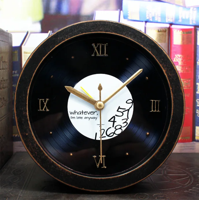 

Retro nostalgic vinyl cd alarm clock creative stereo wood alarm clock personalized desktop clock small alarm clock