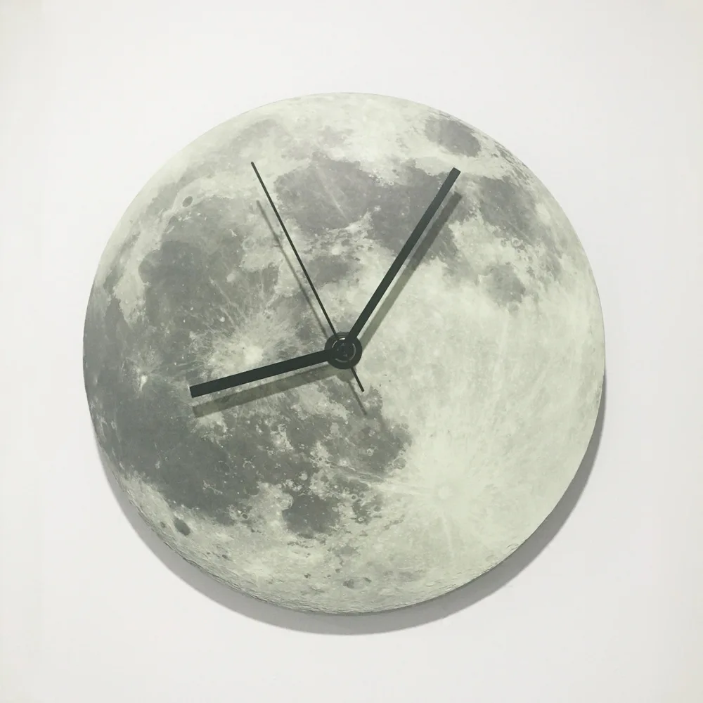 30cm Glowing Moon Mute Wall Clock Children's Room Luminous Moon Sticker Fluorescent Clock Home Decor Watch Kids Christmas Gifts