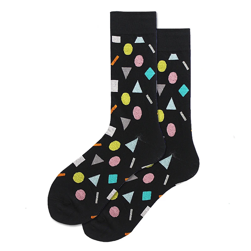 PEONFLY классические цветные носки с геометрическим принтом Мужские Винтажные клетчатые полосатые носки из чёсаного хлопка для бизнеса Harajuku Calcetines Hombre - Цвет: 43