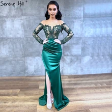 Serena Hill Dubai Verde A Maniche Lunghe Vestito Da Sera Sexy 2020 Della Sirena del Raso di Cristallo Formale Partito Abito di Usura Disegno CLA70343