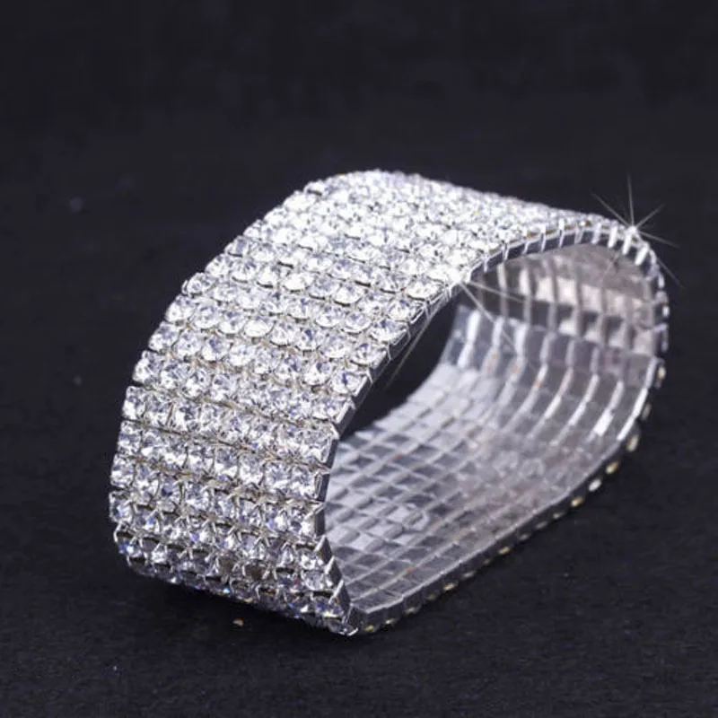 8row Bridal Wedding Bracelet Silver Plated And Gold Color Crystal