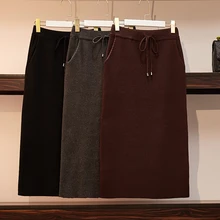 Женские офисные юбки-карандаш размера плюс, Осень-зима, толстые вязаные женские юбки faldas negras с высокой талией, K0494