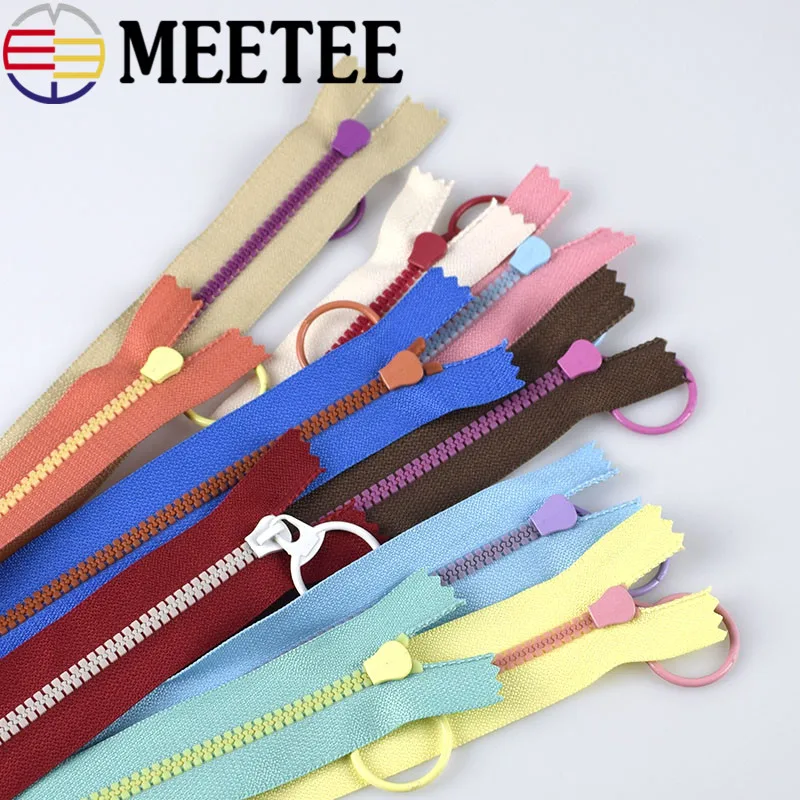 MEETEE 10 шт. 3 #15 40 см многоцветные резиновые застежки молнии с круглым кольцом на для