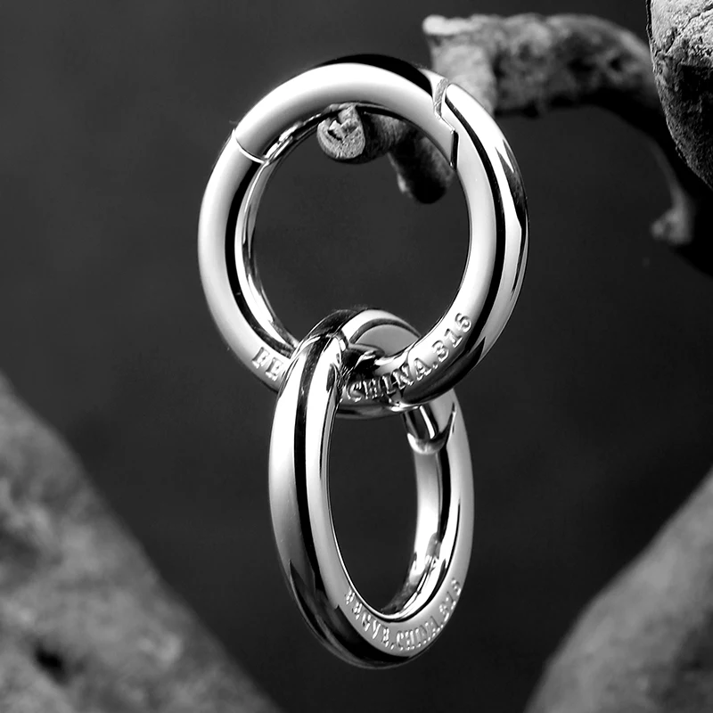 316 Stainless Steel Large Size Key Rings Keychain Luxury Car Man Key Chain Creativity Titanium 306°Rotating Connection Buckle