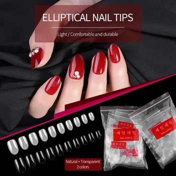 

10 Size 500PCS Resin Full Cover Fake Nails Tips Clear Natural Oval False Artificial Tips DIY Manicure Nail Art Tip H043
