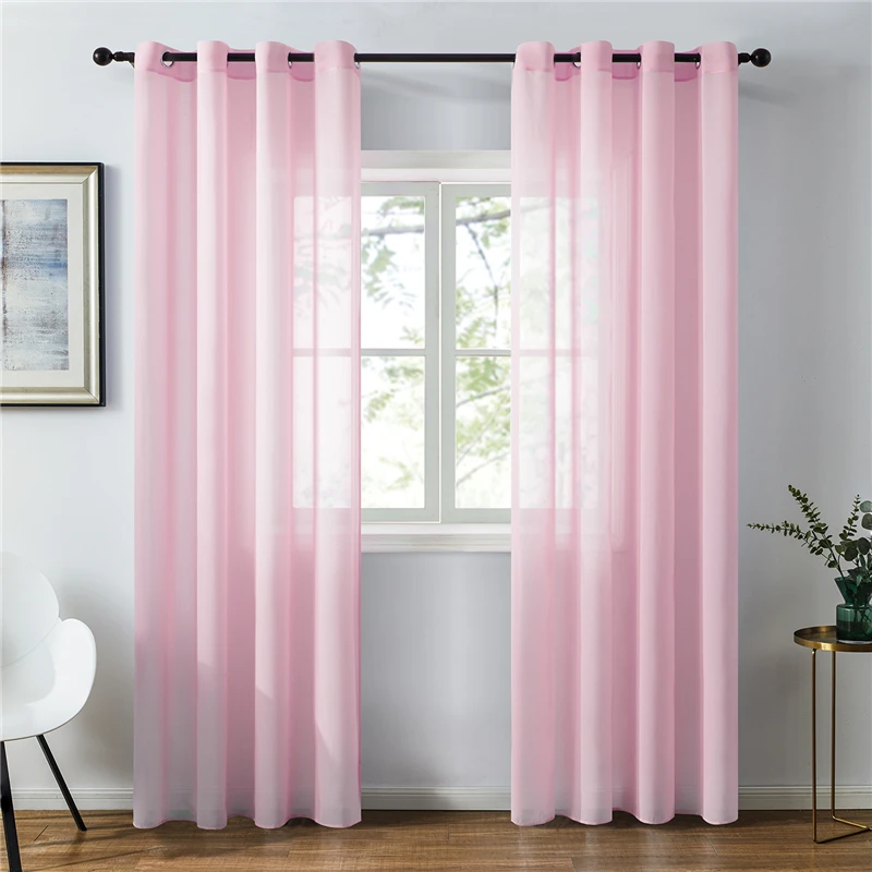 Topfinel Solid Color Sheer Curtains For Living Room Bedroom Chiffon Tulle Window Treatment Drapes For Kitchen Home Decoration