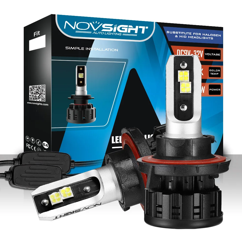 NOVSIGHT 6500k чистый белый светодиодный светильник для автомобиля h4 h7 H1 H11 H8 9005/HB3 9006/HB4