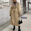 Cut Rate Trench-Coat Light Belt Windbreaker Simplee Long-Sleeve Tan-Autumn Plaid Elegant Women 4001264009600