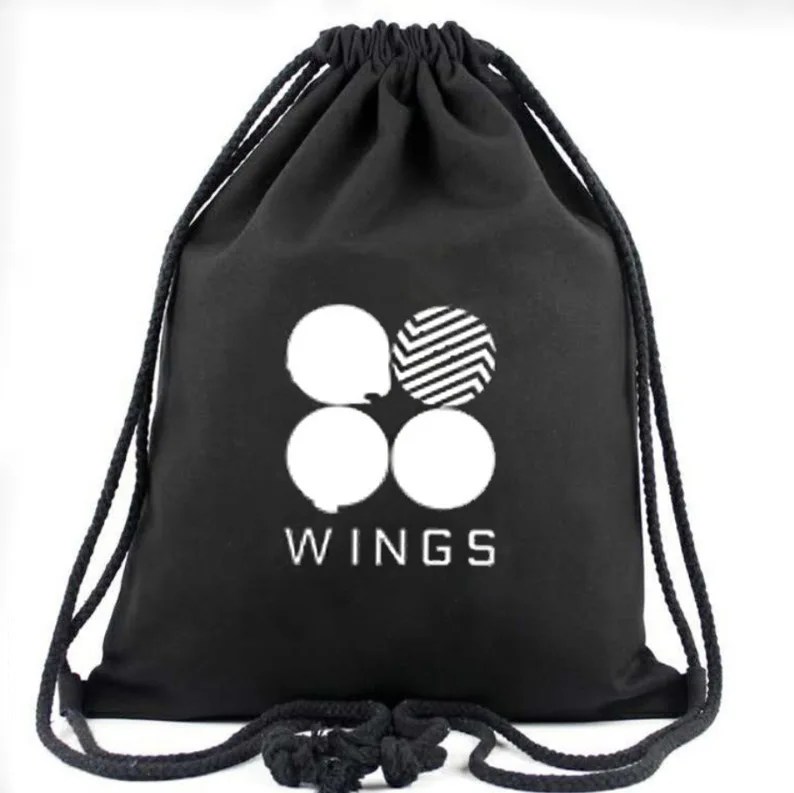 

Wholesale Canvas Backpack BTS Drawstring Bag Custom BTS Backpack Korean-style Student School Bag