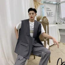 Шикарные Подиумные модели для пар, негабаритный несимметричный жилет для мужчин и женщин, специальный свободный несимметричный жилет в национальном стиле