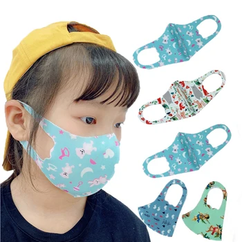 

Reusable Washable Cartoon Print Mouth Masks Kids Dustproof Breathable Anti-fog Ventilation Mouth Cover Cotton Masks