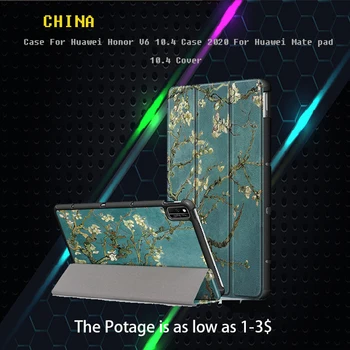 

Tablet Case For Huawei Honor V6 10.4 Case 2020 For Huawei Mate pad 10.4 Cover Painted Pu Stand Back Etui For Matepad 10.4 Case