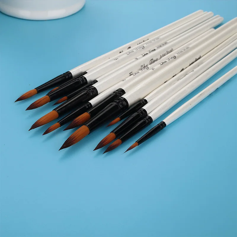 Brush Pen Delicate Durable 12Pcs Nylon Craft Acrylic Painting Painting Brush Art Drawing Supplies Nylon Hair Paintbrush