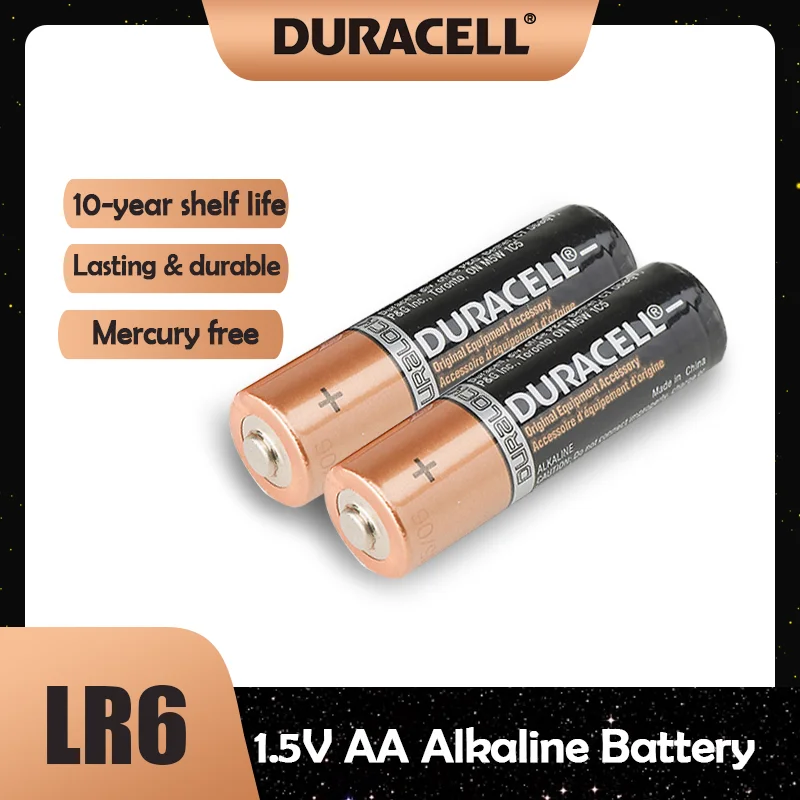 2 шт. оригинальный Duracell 1 5 V AA щелочная батарея LR6 игрушка-фонарик часы mp3-плеер