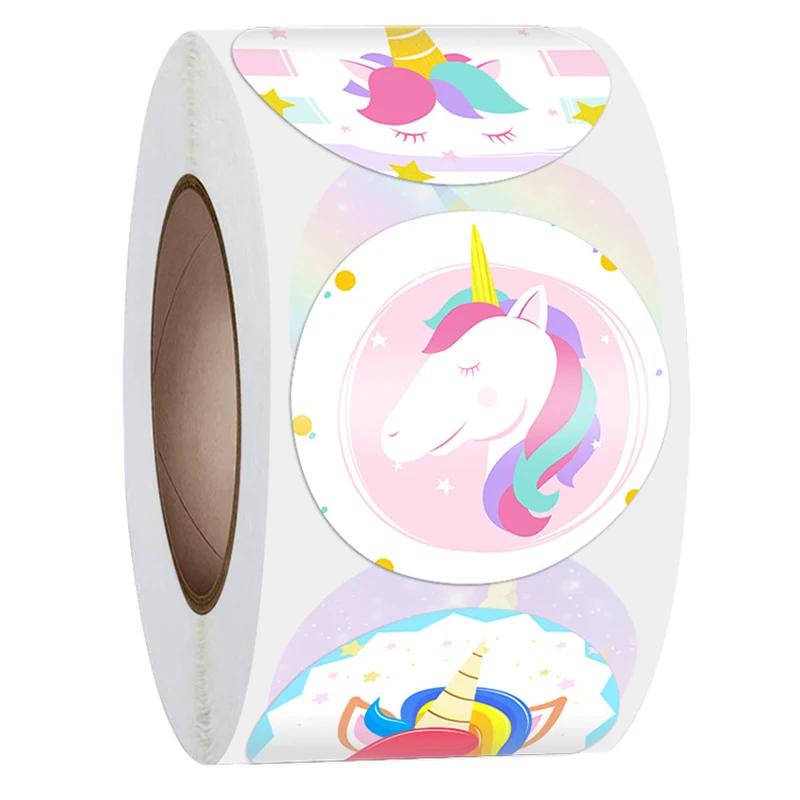 

Cute Unicorn Series Animal Stickers Children's Toys Reward Stickers 500pcs/roll 38MM