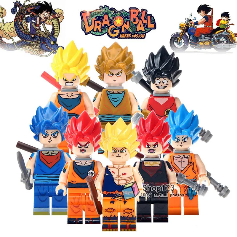 Оранжевый 10 лотов Dragon Ball Z Goku Son Gohan Raditz, робот, Арнольд, строительные блоки, игрушки, Рождественский подарок для детей - Цвет: Оранжевый