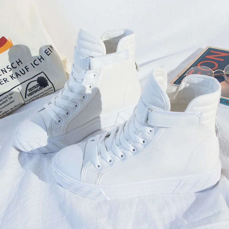 

New 2020 spring and autumn canvas high shoe are versatile with ulzzang casual flat high-top shoes for women's running shoes A19