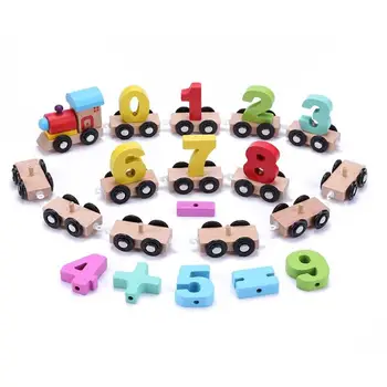 

Kids Wood Digital Drag Train Number Railway Model Building Block Puzzle Toy Disassembly cognition color education fun toys