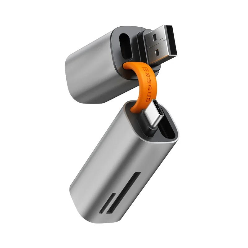 Baseus кард-ридер type C USB 3,0-SD TF Micro SD адаптер для портативных ПК Аксессуары OTG кардридер телефон мини SD кард-ридер - Цвет: Dark Grey